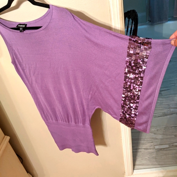 Bebe S Purple One-Shoulder Top with Sequin Detail - Picture 3 of 4